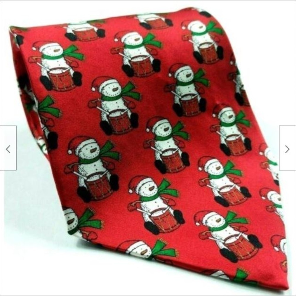 Hallmark Snowman Playing Drums Christmas Tie
